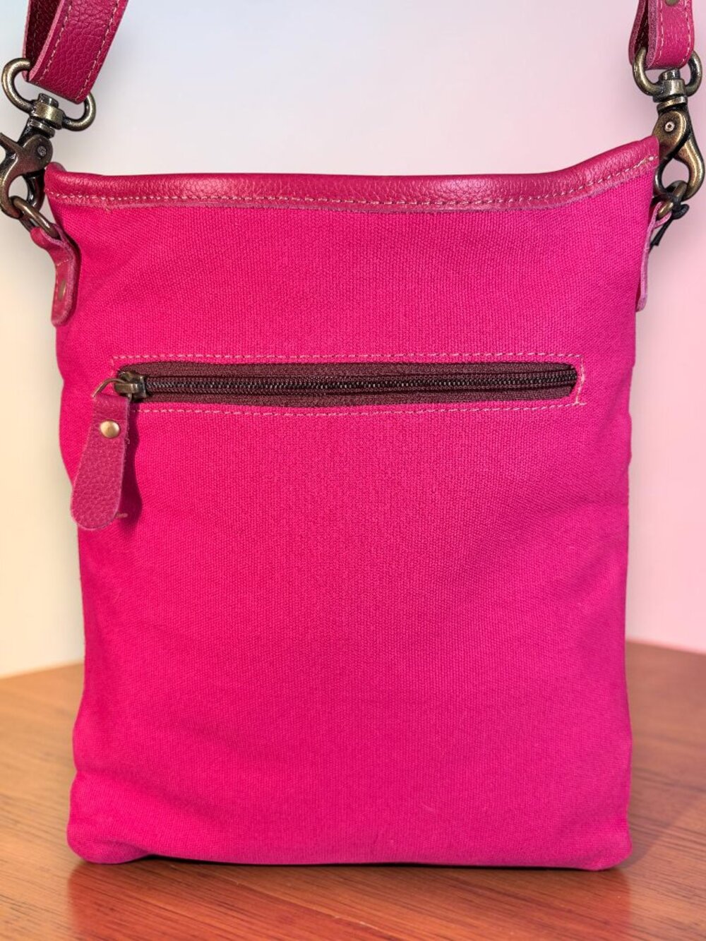 Mrya Bag Rosa Verde Leather, Upcycled Canvas & Hairon Crossbody Bag - NEW - Picture 8 of 13